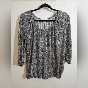 Michael Kors Black and White Blouse with Pink Accents